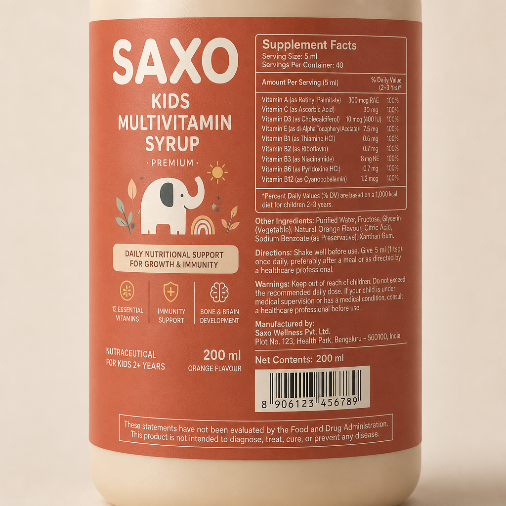 Kids Multivitamin Syrup - Label detail view