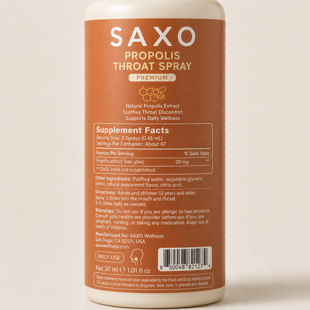 Propolis Throat Spray - Label detail view